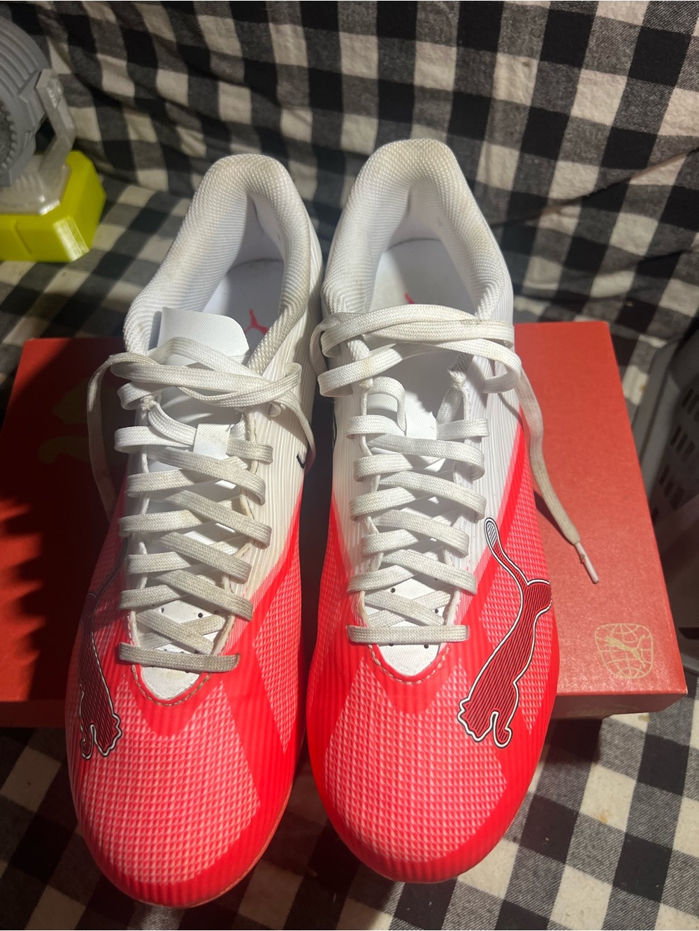 Puma Men’s White and Red Soccer Cleats